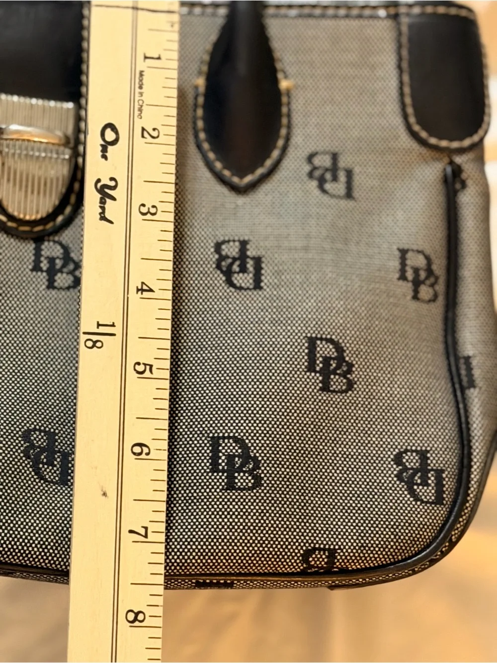 Dooney & Bourke Gray Monogram Jacquard Leather Satchel Purse Classic Preppy